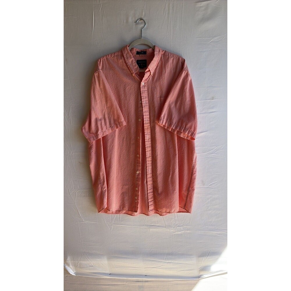 Saddlebred Big & Tall Orange Gingham Short Sleeve Button Down Shirt